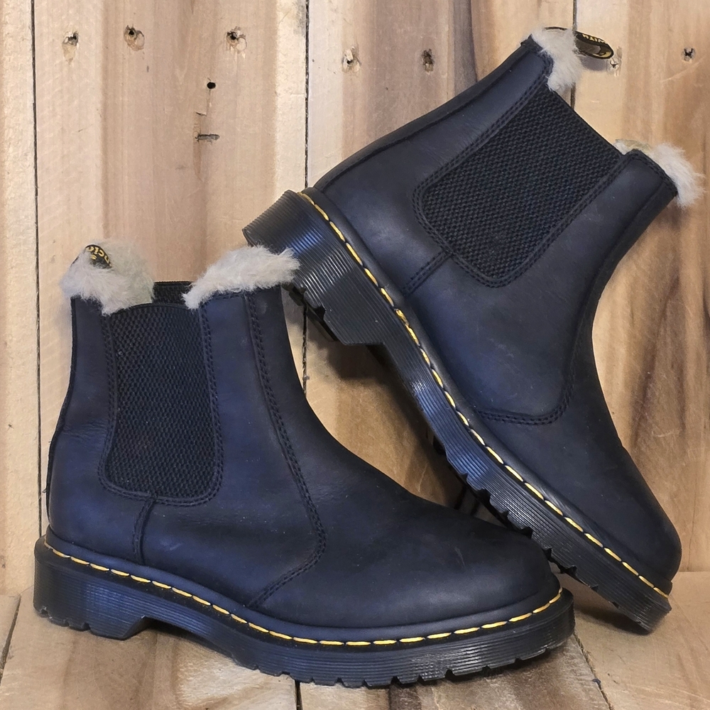 Dr Martens Womens 7 M 38 Leonore Streetwear 2976 Black Leather Ankle Boots Lined